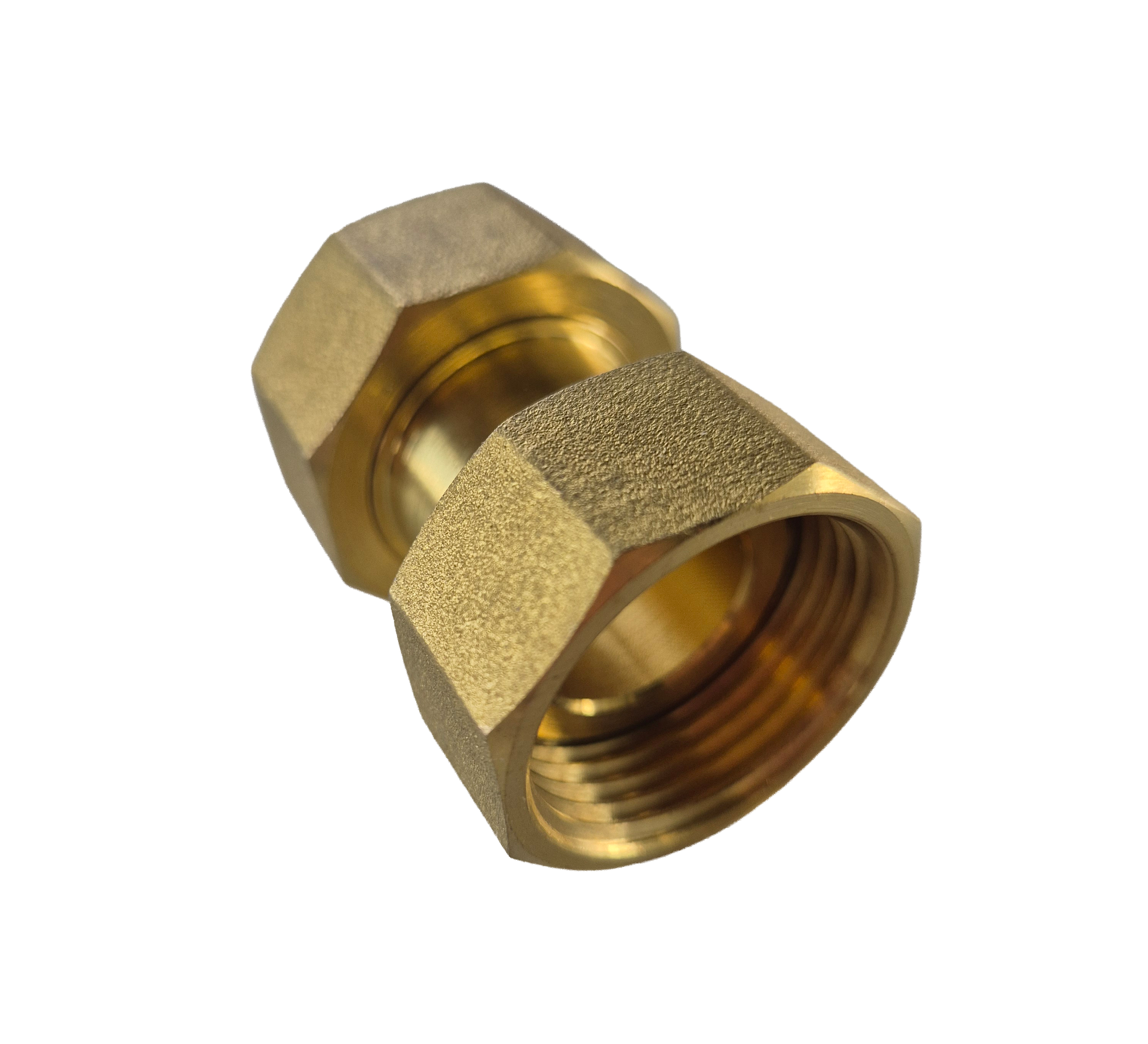 Verschraubung / Verbinder mit 2 x Überwurfmutter, Messing, 3/4" - 1 1/4" 