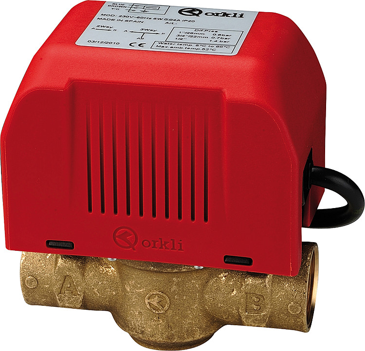Durchgangsventil 1" IG mit Motor (Solar + Heizung) 230V kvs ca. 2,4