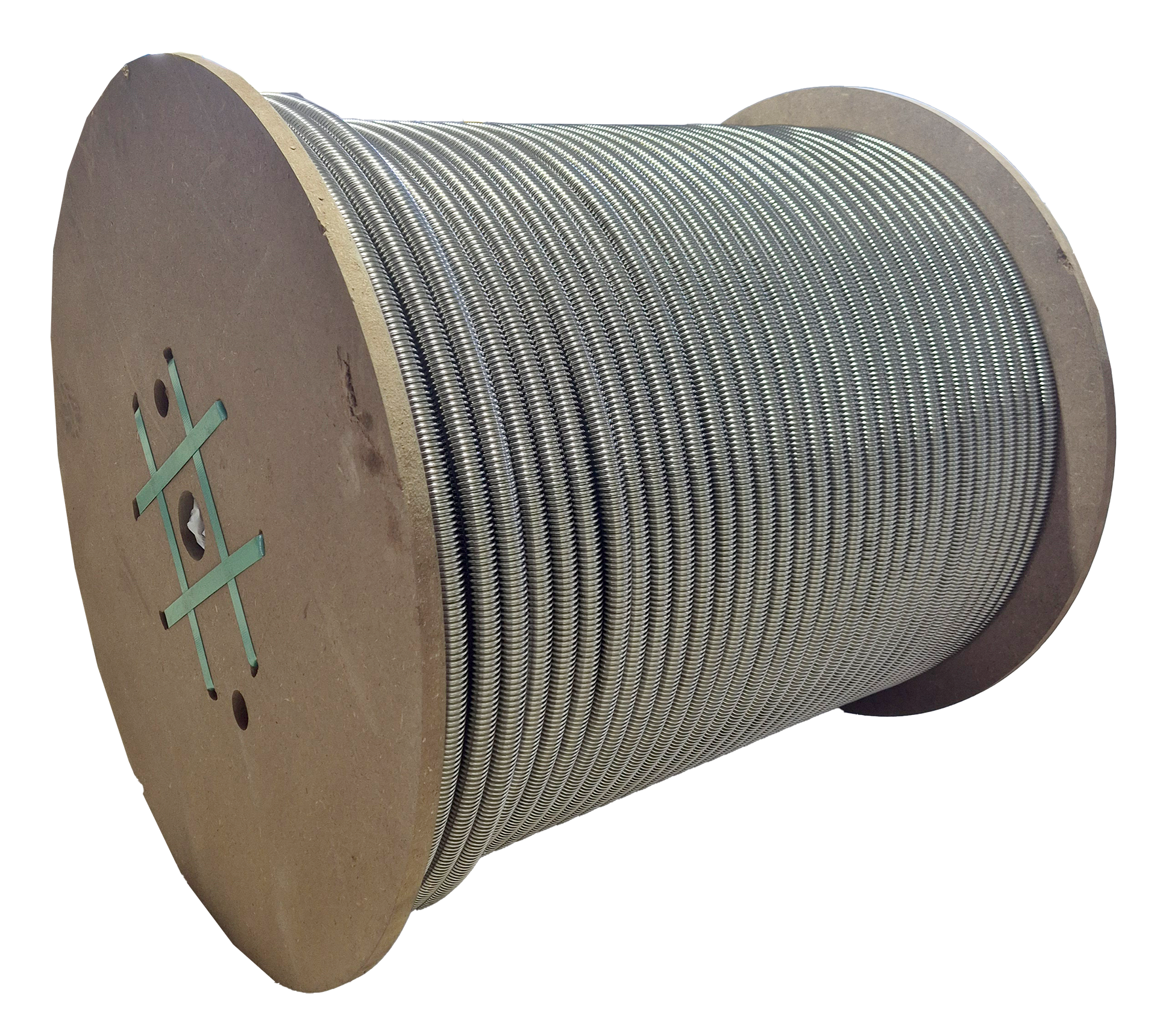 Weitgewelltes Edelstahlwellrohr auf der Trommel 