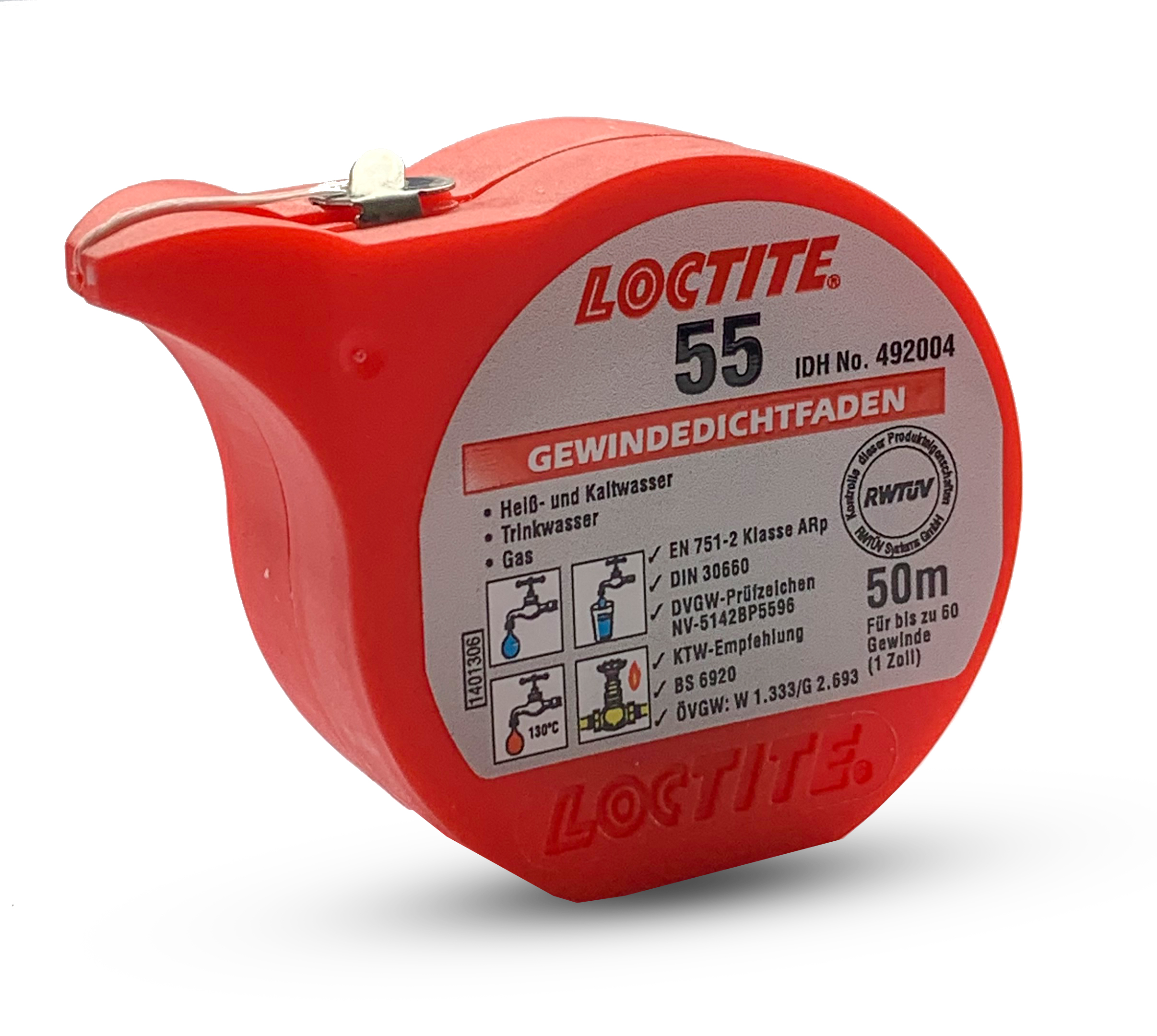 Gewindedichtfaden LOCTITE 55, 50m Rolle (Trinkwasser, Gas, Heizung)
