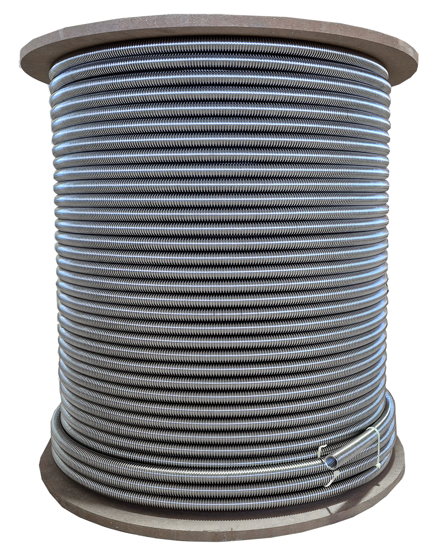 Weitgewelltes Edelstahlwellrohr auf der Trommel 