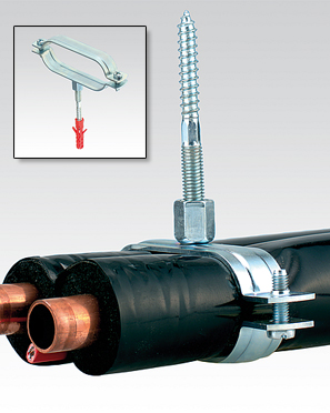 Oval-Rohrschelle flach mittel, ca. 40..52 x 115mm mit Schraube + Dübel