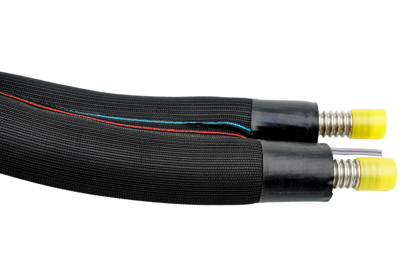 Flexibles isoliertes Solardoppelrohr DN20/15m (13mm Iso) mit Schutzgewebe, Fühlerkabel u. Verschraubungssets (15m-Rolle)