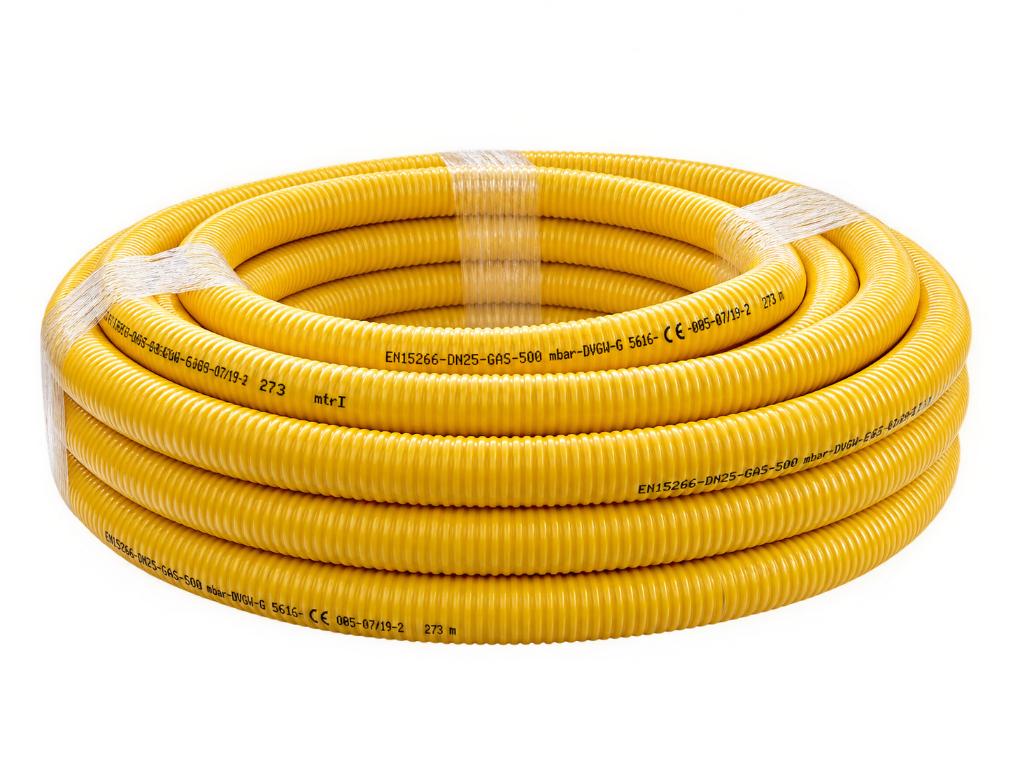 Edelstahlwellrohr für Gas mit PVC-Mantel (gelb), Meterware