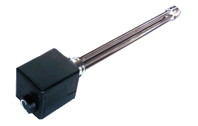 Elektro-Heizstab f. Brauchwasser 3 kW / 3x/1x 230 V, 1 1/2" isoliert (Stern) m. Thermostat u. STB, Tauchtiefe 375 mm (120 mm unbeheizt); inkl. Flachdichtung